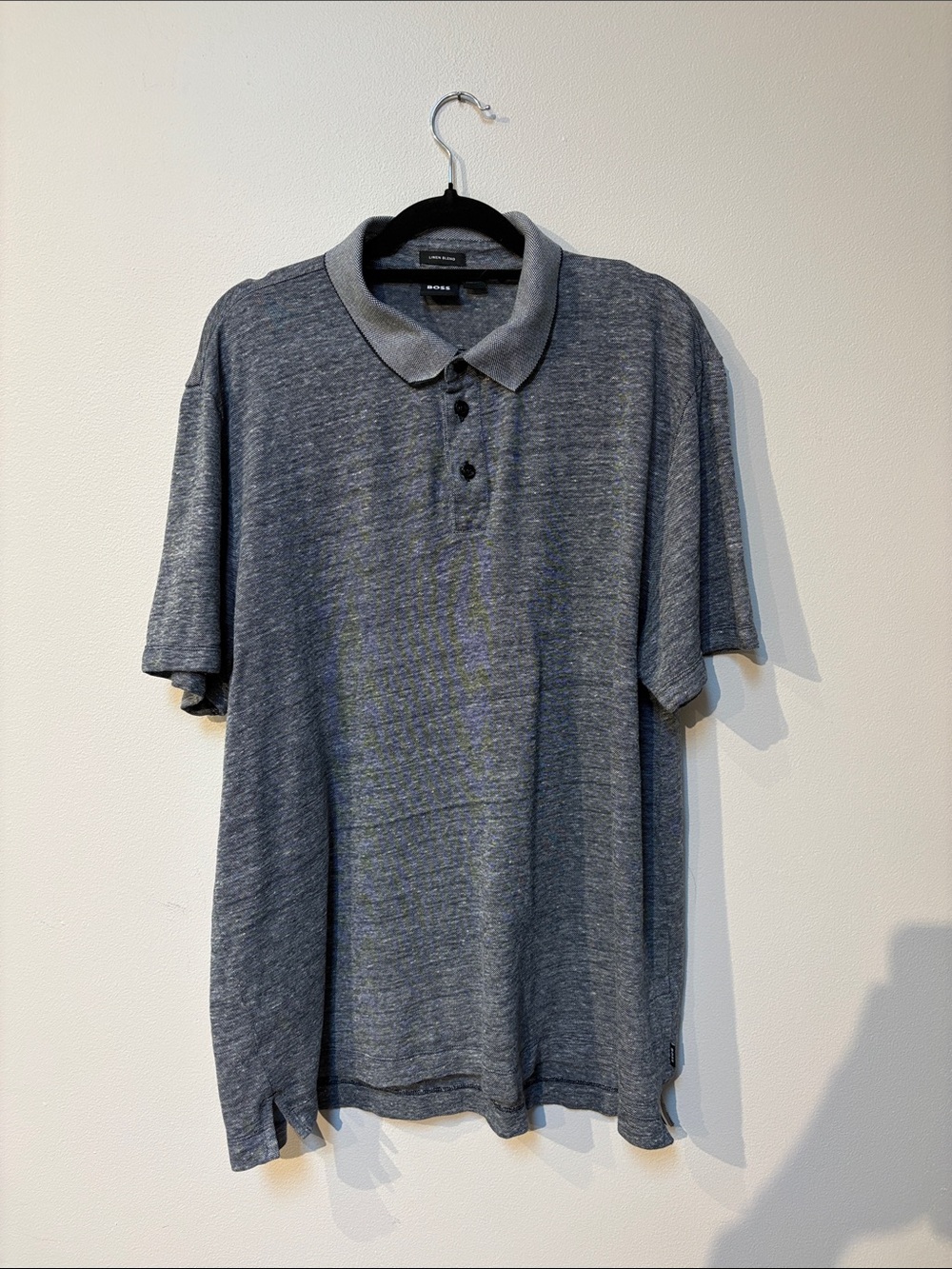 Hugo Boss Men's Heather Gray Polo with Contrast Collar